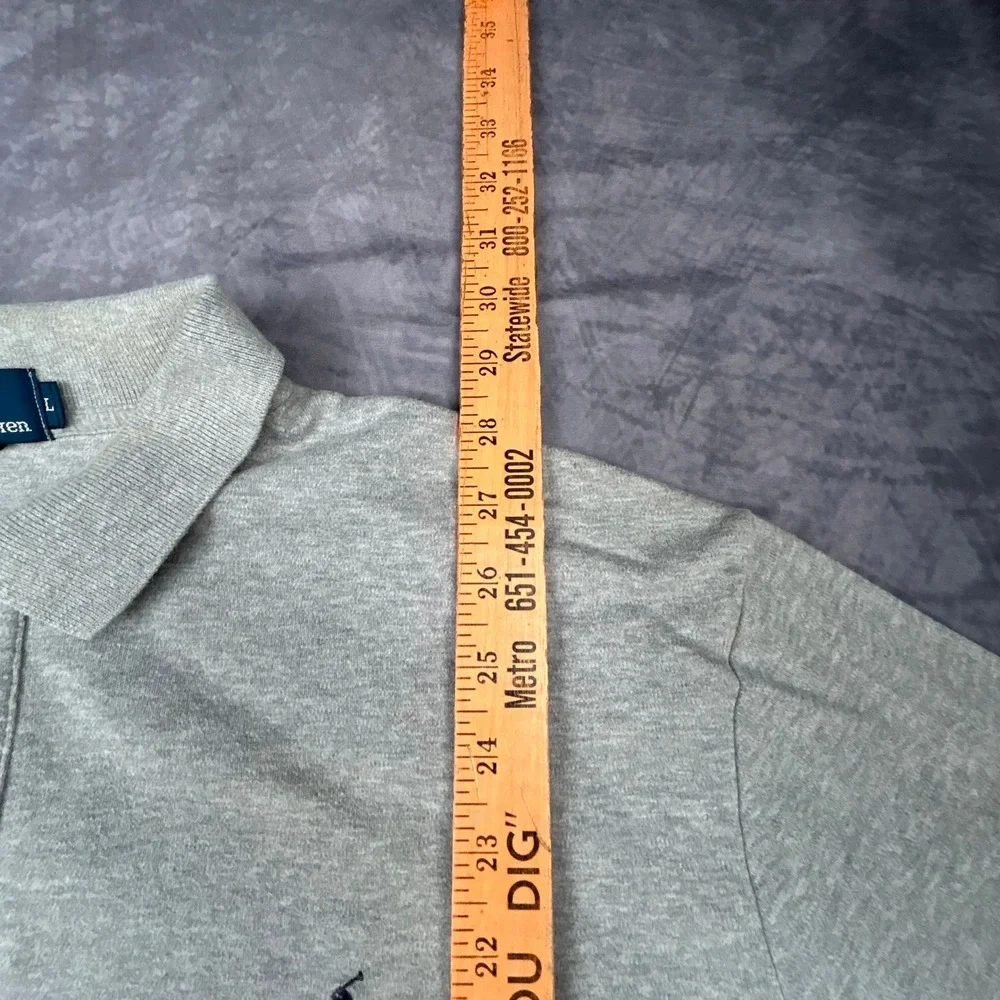 Polo Ralph Lauren Mens Large Gray Short Sleeve Polo Shirt Y2K Relaxed Fit 0806